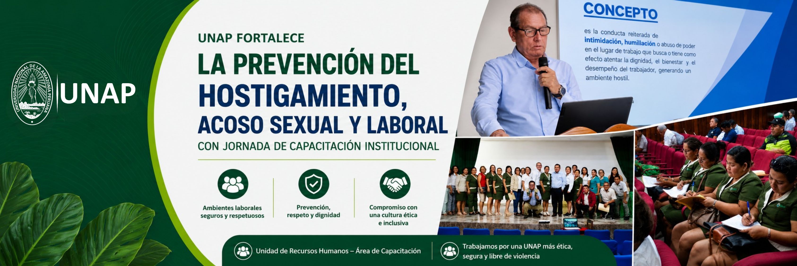 banner sobre prevención del hostigamiento, acoso sexual y laboral